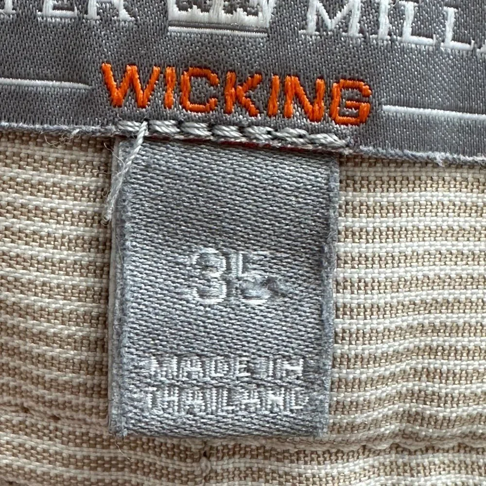 Peter Millar Striped Tan and White Flat Front Pockets Golf Shorts Size 35